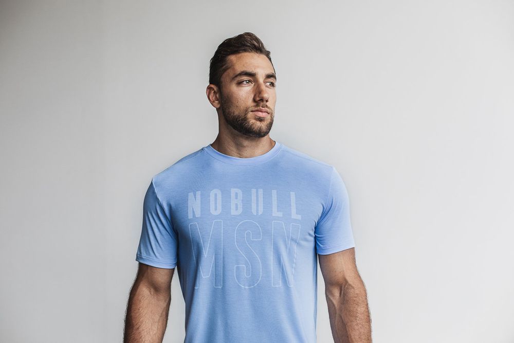 NOBULL Men's (Madison) Tee - Blue Vista - Ireland (2067AYHVZ)